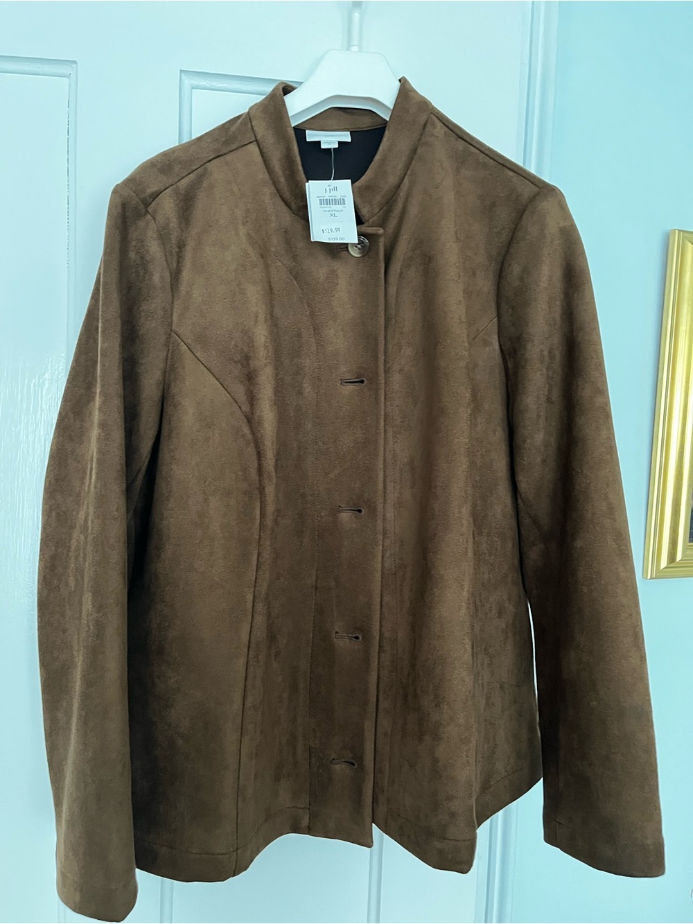 Women's Brown Washable Faux Suede Button-Front Jacket J. Jill NWT